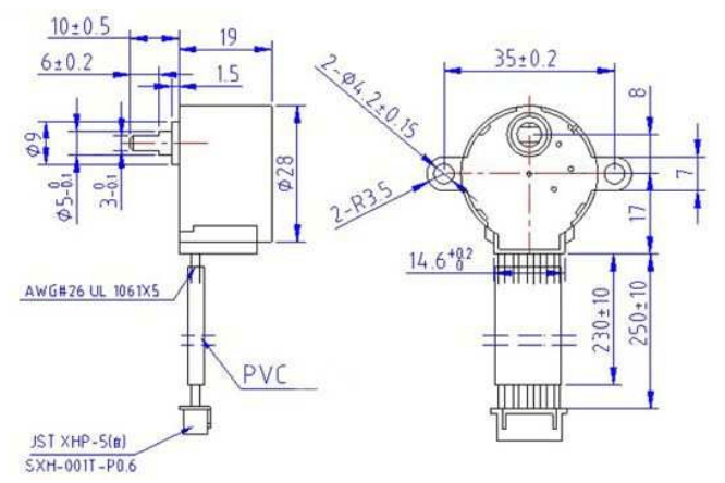 28-BYJ48 Mechanical Dimensions